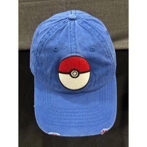 Bioworld Pokémon Baseball Cap Boy One Size Blue Pokeball logo Adjustable Dad Hat
